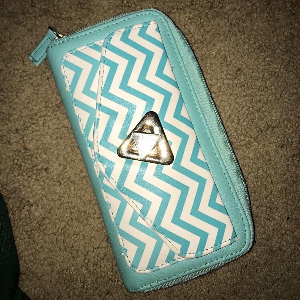 Turquoise and White Wallet